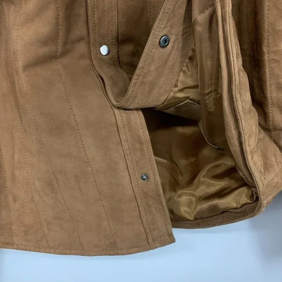 BlankNYC Jacket Quick Action 100% Goat Leather Brown Button Snap